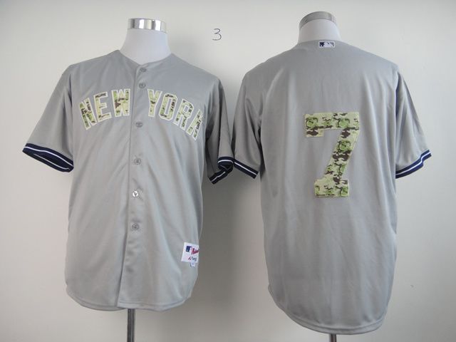Men New York Yankees #7 No name Grey Camo MLB Jerseys->new york yankees->MLB Jersey